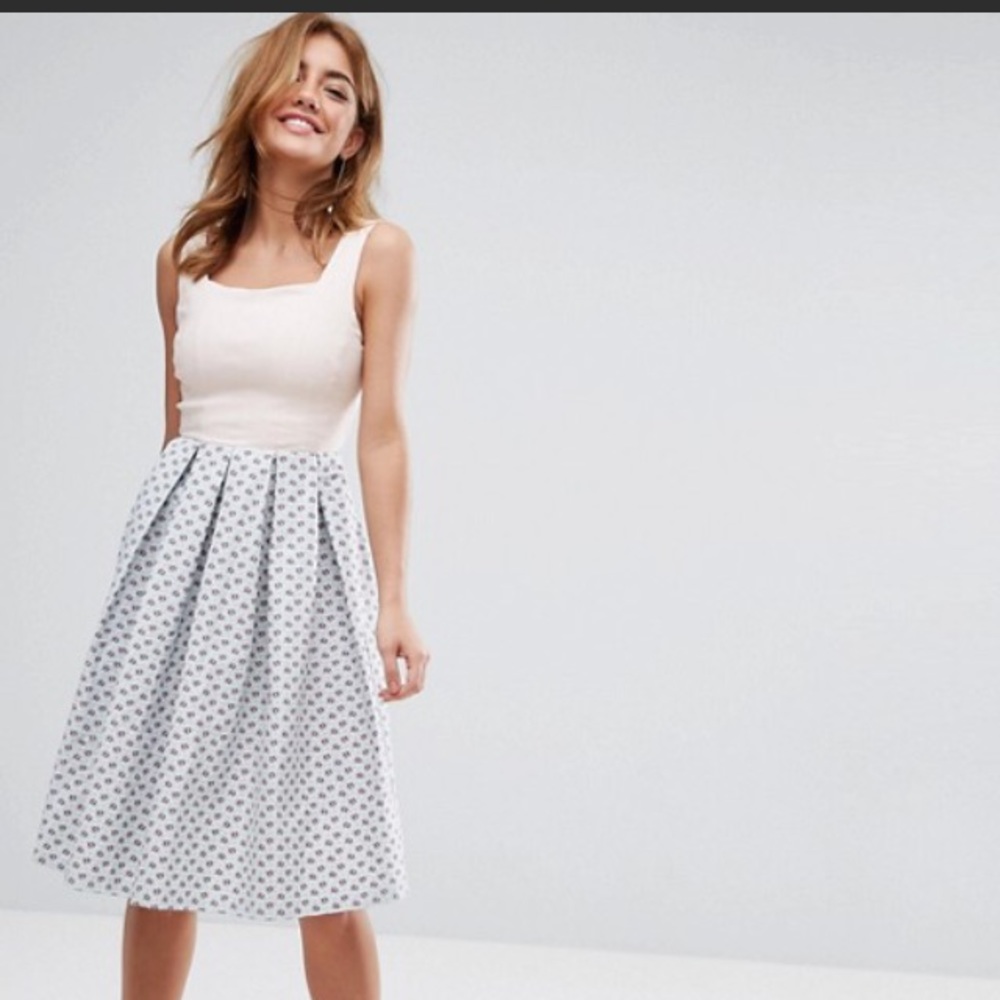 NWT fit and flare pink and aqua dress